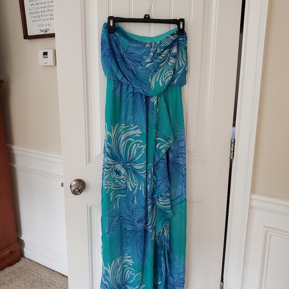 Bisou Bisou Strapless Blue Maxi Dress Size 4